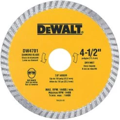 DEWALT DW4701 Diamond Saw Blade Dry Continuous Rim 4-12 Inch Di