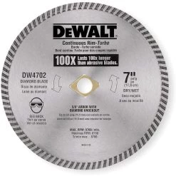 DEWALT DW4702 Diamond Saw Blade Dry Continuous Rim 7 Inch Diameter