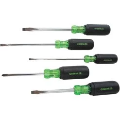 GREENLEE 0153-01C Screwdriver Set, Chrome Plated Shank, Durable Black Phosphate Tip, 5 Pieces