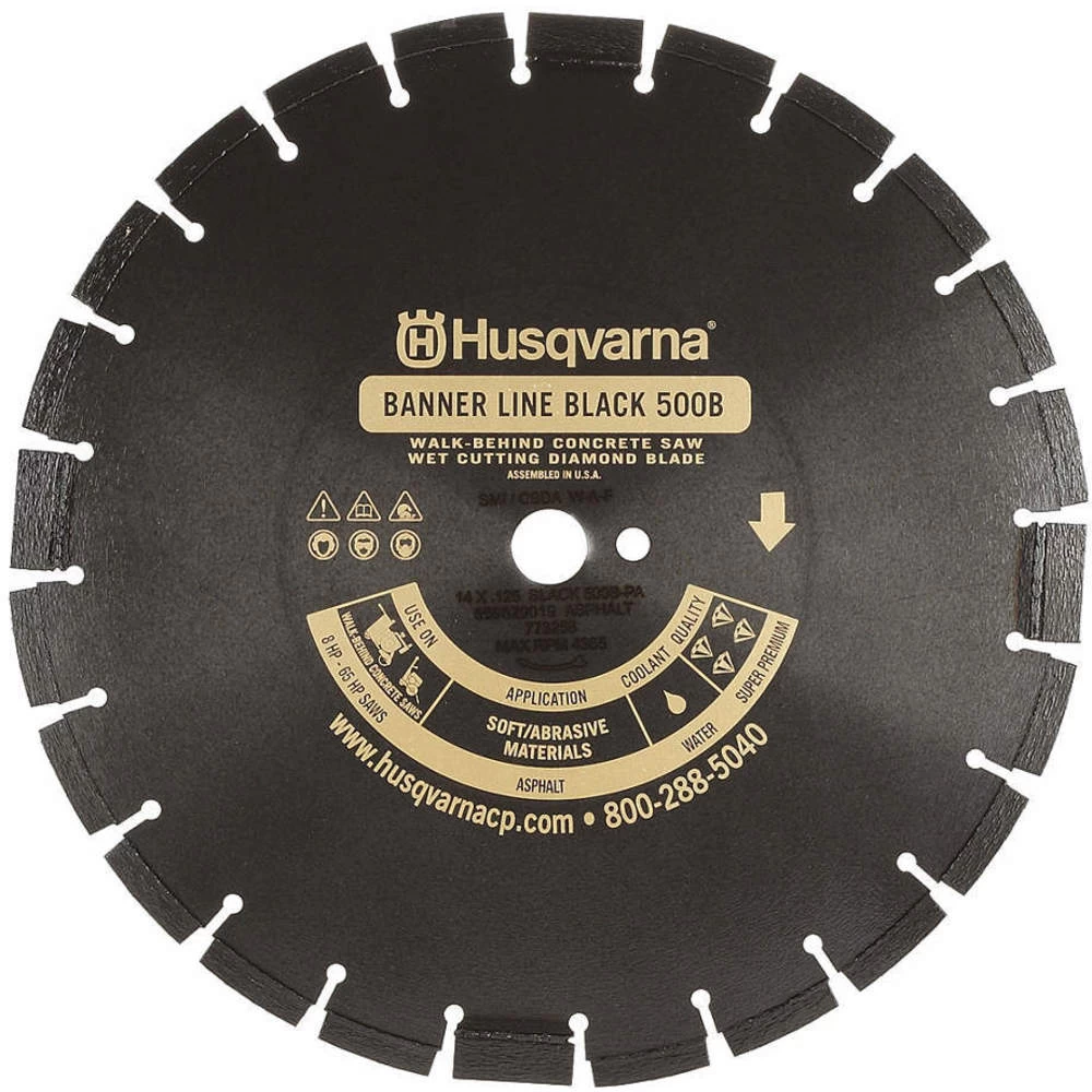 HUSQVARNA Black500B-R-14 Diamond Saw Blade Wet Segmented Rim 14 Inch Diameter 1 HUSQVARNA Black500B-R-14 Diamond Saw Blade Wet Segmented Rim 14 Inch Diameter