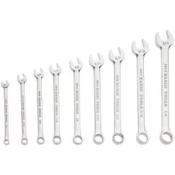 KLEIN TOOLS 68402 Combination Wrench Set, 14 - 34 Inch, 9 Piece, Chrome
