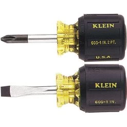 KLEIN TOOLS 85071 Screwdriver Set, Cushion Grip Stubby, 2 Piece