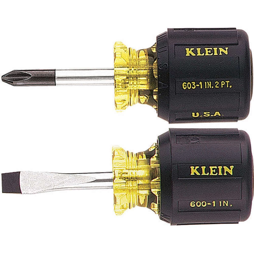 KLEIN TOOLS 85071 Screwdriver Set, Cushion Grip Stubby, 2 Piece 1 KLEIN TOOLS 85071 Screwdriver Set, Cushion Grip Stubby, 2 Piece