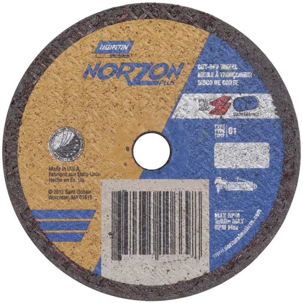 NORTON ABRASIVES 66243510669 CutOff Wheel NorZon Plus 3 X .035 X 38 1 NORTON ABRASIVES 66243510669 CutOff Wheel NorZon Plus 3 X .035 X 38