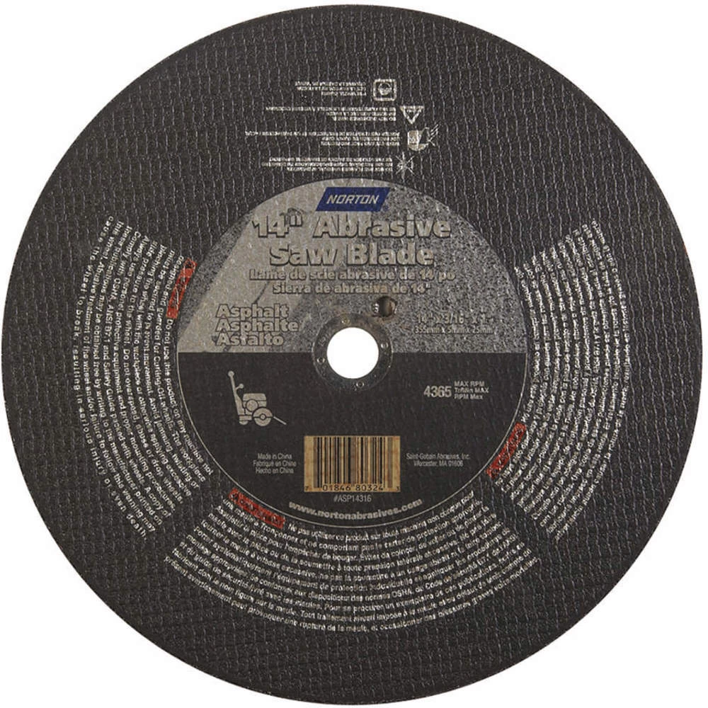 NORTON ABRASIVES 70184680324 CutOff Wheel Gemini Asphalt 14 X316 X1 1 NORTON ABRASIVES 70184680324 CutOff Wheel Gemini Asphalt 14 X316 X1