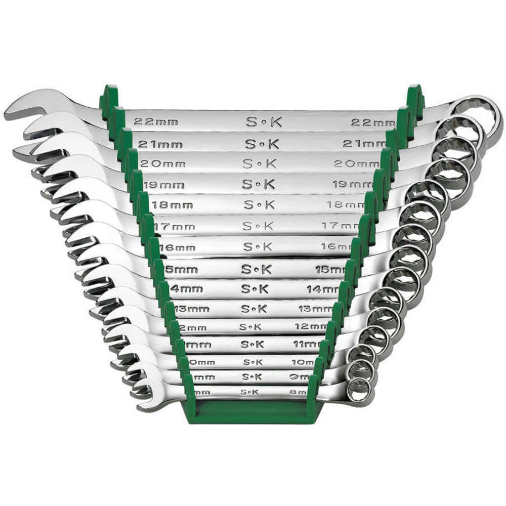 SK PROFESSIONAL TOOLS 86265 Combination Wrench Set Full Polish 8-22mm 15pc 1 SK PROFESSIONAL TOOLS 86265 Combination Wrench Set Full Polish 8-22mm 15pc