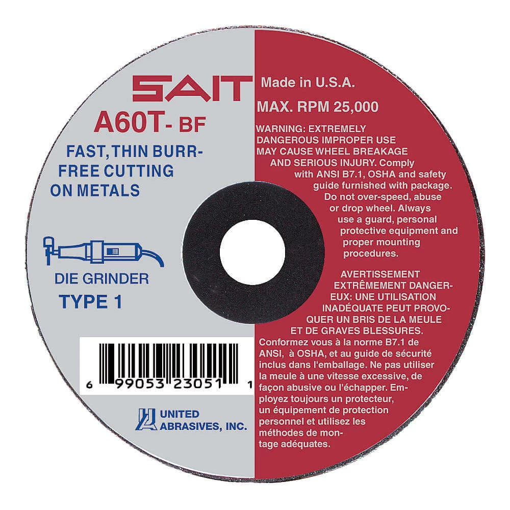 UNITED ABRASIVES-SAIT 23251 CutOff Wheel A60T 7 X.062 X1-14 1 UNITED ABRASIVES-SAIT 23251 CutOff Wheel A60T 7 X.062 X1-14