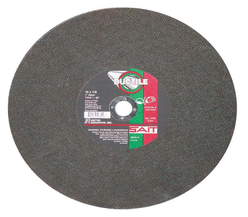 UNITED ABRASIVES-SAIT 23453 Abrasive Cut Wheel 14 Inch Diameter 0.125 Inch T 1 Inch Arbor Hole 1 UNITED ABRASIVES-SAIT 23453 Abrasive Cut Wheel 14 Inch Diameter 0.125 Inch T 1 Inch Arbor Hole