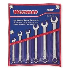 WESTWARD 4YR28 Combination Wrench Set Ratchet Oe 8-14mm 6 Pc