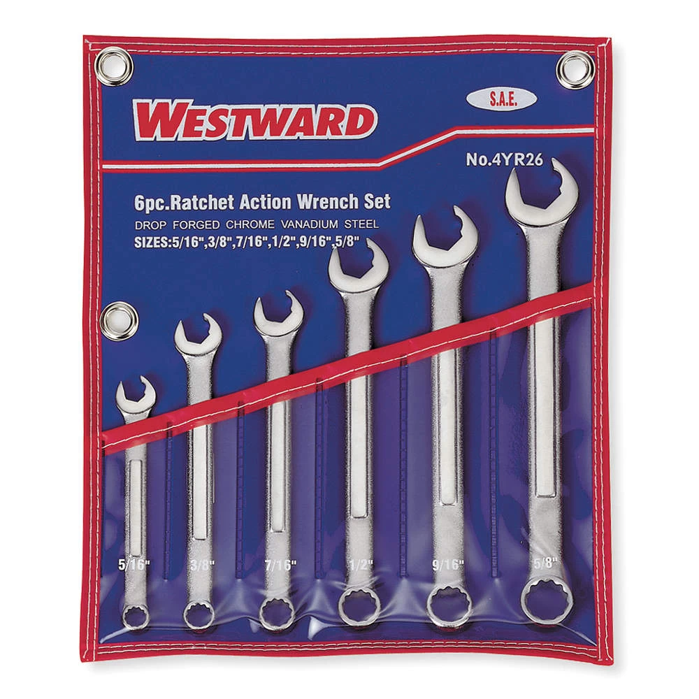 WESTWARD 4YR28 Combination Wrench Set Ratchet Oe 8-14mm 6 Pc 1 WESTWARD 4YR28 Combination Wrench Set Ratchet Oe 8-14mm 6 Pc