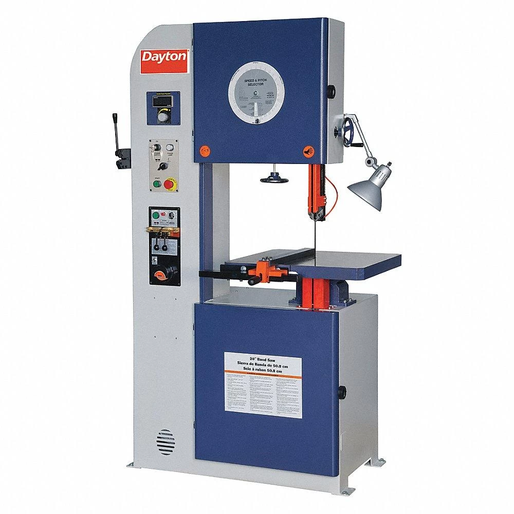 DAYTON 467K82 Band Saw, 20 Inch Throat Depth, 45 Deg. Left To 15 Deg. Right, 6.5A, 3 Phase 1 DAYTON 467K82 Band Saw, 20 Inch Throat Depth, 45 Deg. Left To 15 Deg. Right, 6.5A, 3 Phase