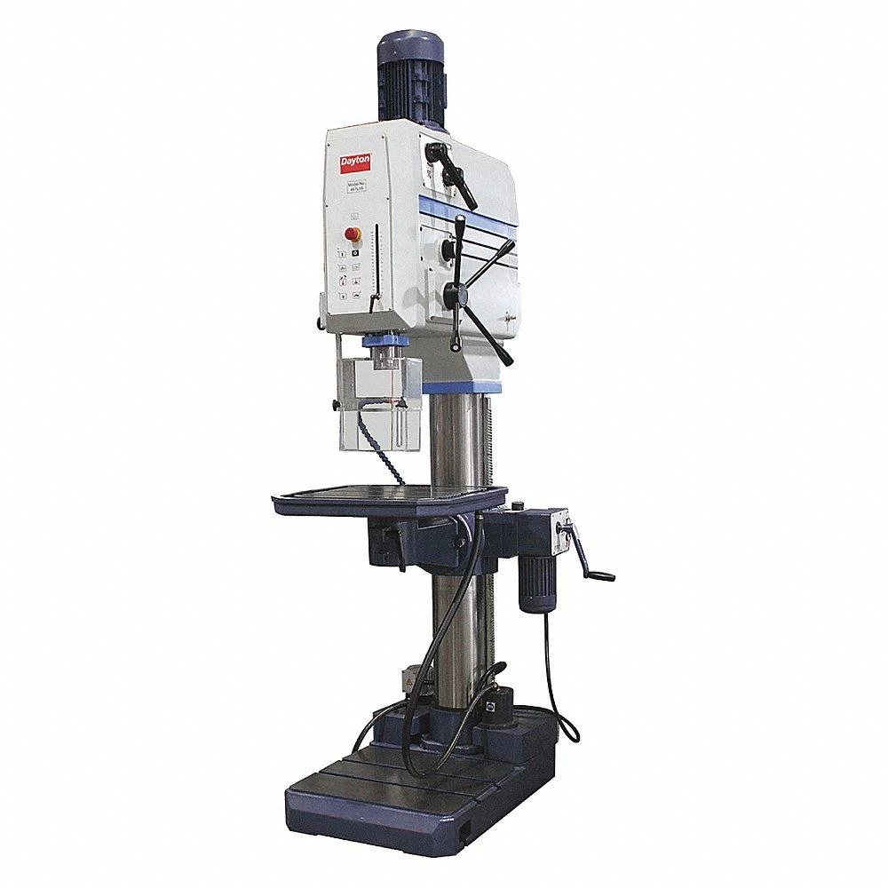 DAYTON 467L05 Floor Drill Press, Geared Head, Fixed, 54 RPM To 2400 RPM, 460V AC, 32 Inch Swing 1 DAYTON 467L05 Floor Drill Press, Geared Head, Fixed, 54 RPM To 2400 RPM, 460V AC, 32 Inch Swing