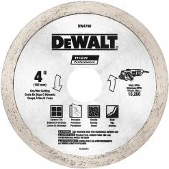 DEWALT DW4790 4 Inch WetDry Diamond Saw Blade, Segmented Rim Type, Application Specialty