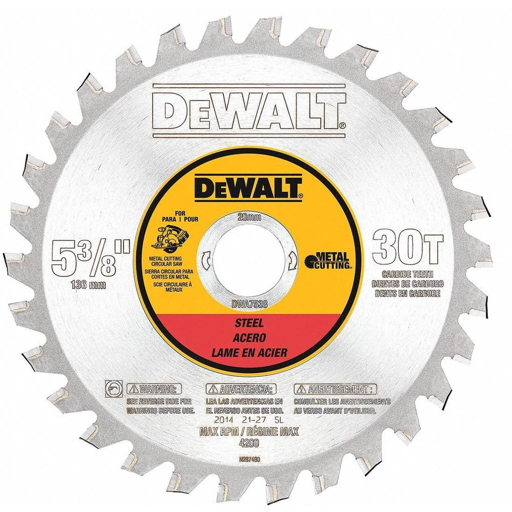 DEWALT DWA7538 5-38 Inch Carbide Metal Cutting Circular Saw Blade, No. Of Teeth 30 1 DEWALT DWA7538 5-38 Inch Carbide Metal Cutting Circular Saw Blade, No. Of Teeth 30