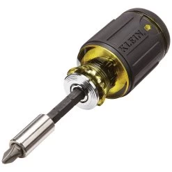 KLEIN TOOLS 32308 Multi-Bit Adjustable Length Screwdriver, 8 In 1, 1 To 2.75 Inch Shank Length