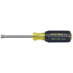 KLEIN TOOLS 630-4.5MM Hollow Shaft Nut Driver, Cushion Grip, 4.5mm Size, 3 Inch Shaft Length