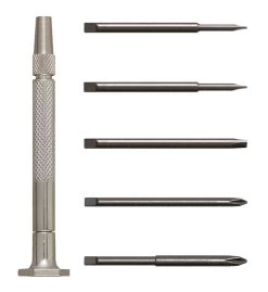 MOODY TOOL 55-0139 Precision Screwdriver Set, 6 Pc. Steel, 5 Blades And 1 Handle