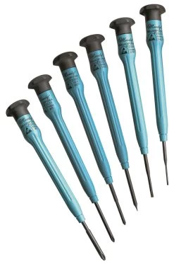 MOODY TOOL 57-0357 Esd Screwdriver Set, 6 Pc. SlotCross Point With Fixed Handles, 6 Complete Drivers