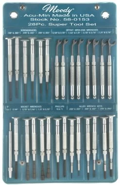 MOODY TOOL 58-0153 Precision Screwdriver Set, 28 Pc. Super, 27 Complete Drivers And 1 Extension