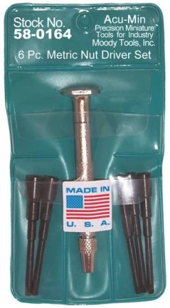 MOODY TOOL 58-0164 Nut Driver Set 7 Pc. Steel Handle Metric, 6 Nut Drivers And 1 Handle