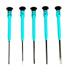 MOODY TOOL 58-0415 Esd Screwdriver Set, 5 Pc. Fixed Slotted Blade Set, 5 Complete Drivers
