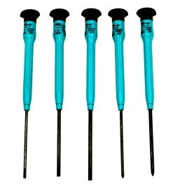 MOODY TOOL 58-0460 Esd Screwdriver Set, 5 Pc. SlotPhil Combo Set With Fixed Handles, 5 Complete Drivers