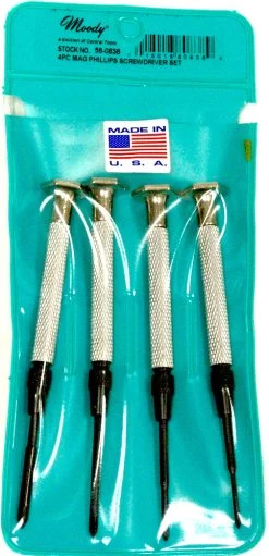 MOODY TOOL 58-0838 Esd Screwdriver Set, 4 Pc. Phillips With Magnetic Handles, 4 Complete Drivers
