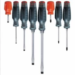 PROTO J1208SCPF Screwdriver Set, CabinetKeystonePhillips Tip, Cushion Grip, Nylon, Pack Of 8