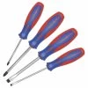 WESTWARD 401K87 Magnetized Tip Screwdriver Set, Phillips, Slotted, Ergonomic, 4 Pieces
