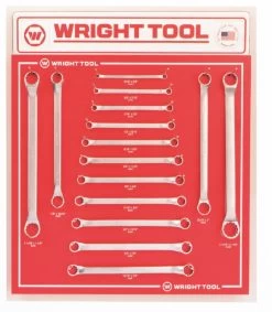 WRIGHT TOOL D942 Fractional Double Box End Wrench Set, Pack Of 15