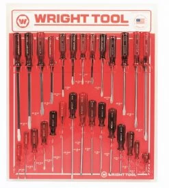 WRIGHT TOOL D973 Screwdriver Set, Jumbo Three-Flute Ergonomic Handle, Pack Of 28