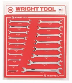 WRIGHT TOOL D987 Fractional Open End Wrench Set, Pack Of 18